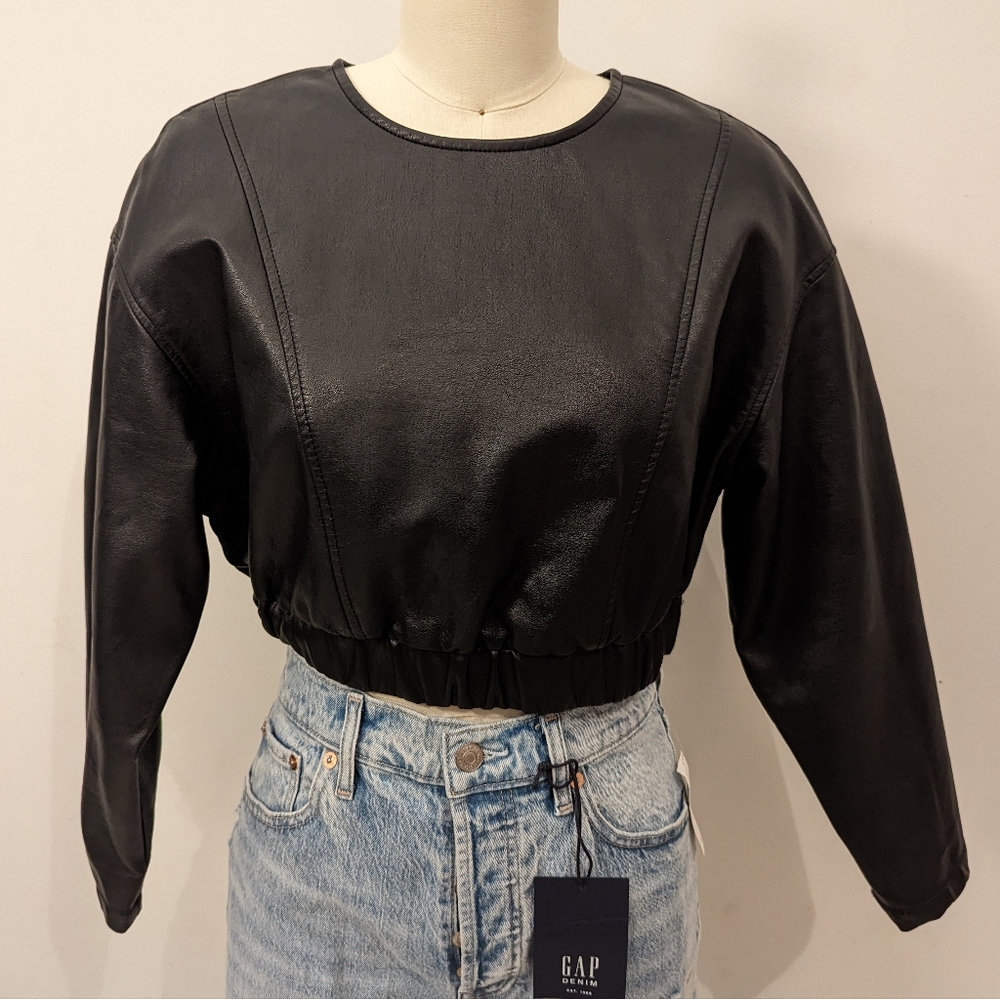 Zara cropped leather top